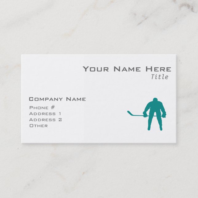 Teal Green Hockey Business Card (Front)