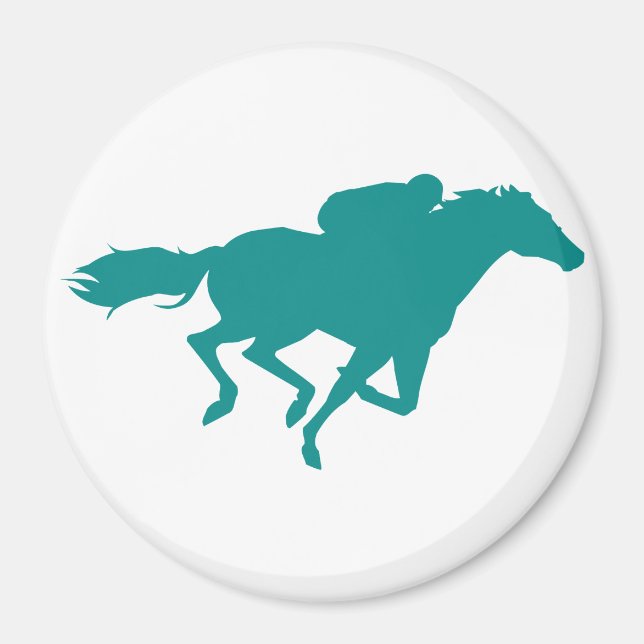 Teal Green Horse Racing Magnet (Front)
