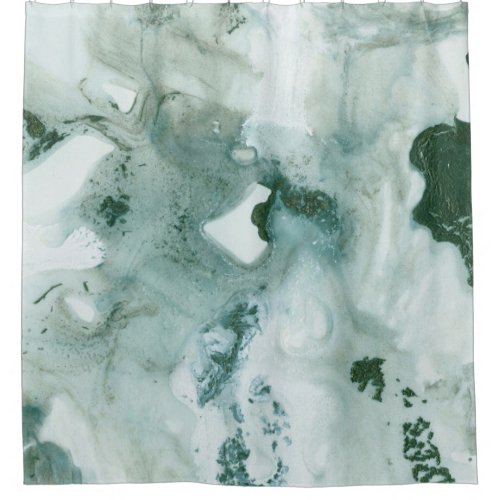 Teal Green Ink Marble Glam 1 wall decor art Shower Curtain