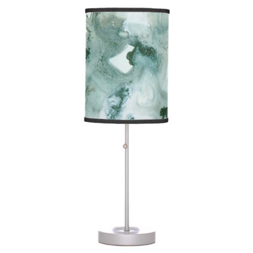 Teal Green Ink Marble Glam 1 wall decor art Table Lamp