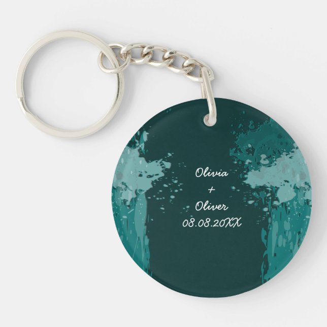 Teal Green Keychain Wedding Favor (Front)