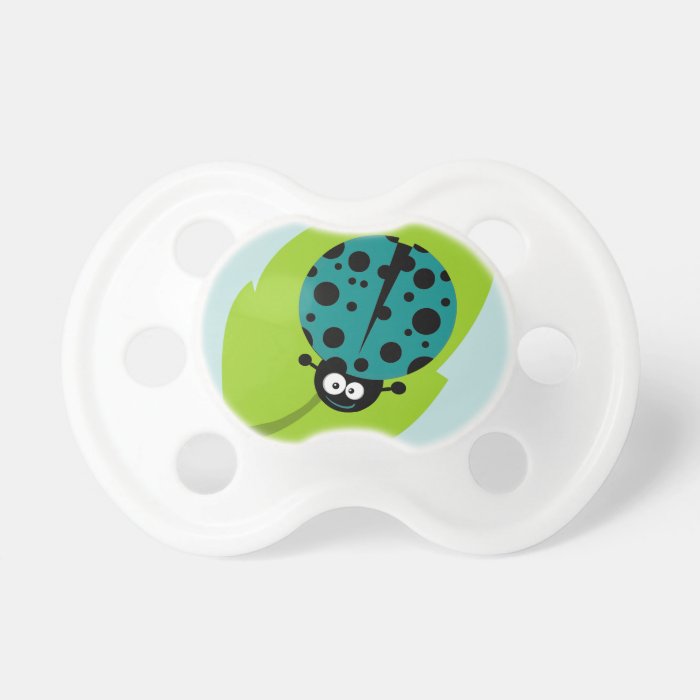 Teal Green Ladybug Baby Pacifier