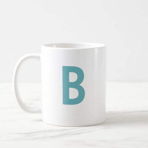 Teal green large initial letter minimalist modern coffee mug