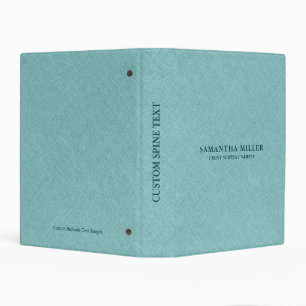 Teal Green Linen Burlap Fabric Texture Mini Binder