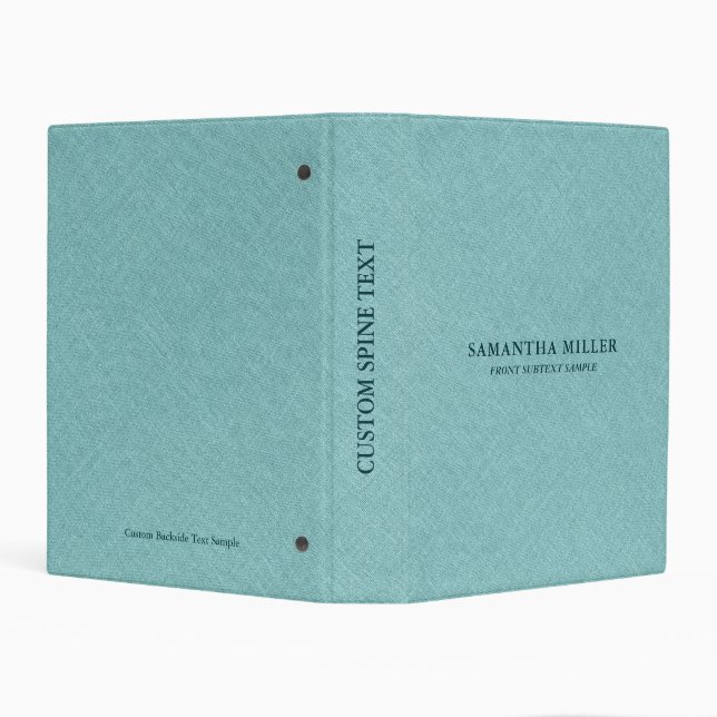 Teal Green Linen Burlap Fabric Texture Mini Binder (Background)