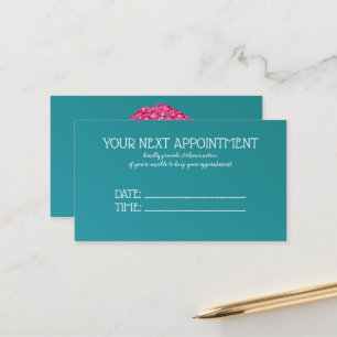 Teal Green Lips Beauty Salon Appointment Card