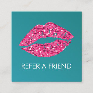 Teal Green Lips Beauty Salon Referral Card