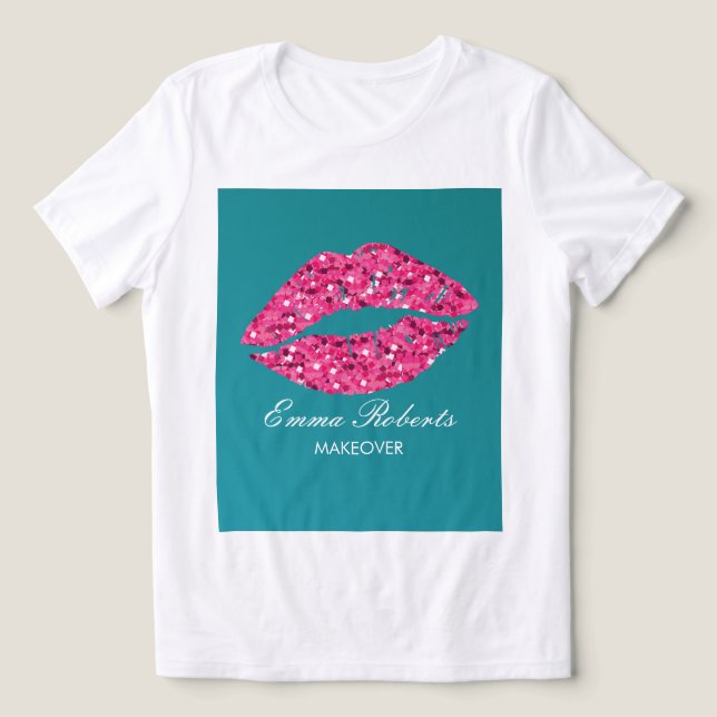 Teal Green Lips Beauty Salon Tri-Blend Shirt (Design Front)