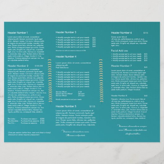 Teal Green Lips Beauty Salon Trifold Bruchure (Back)