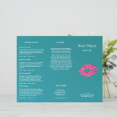 Teal Green Lips Beauty Salon Trifold Bruchure (Standing Front)