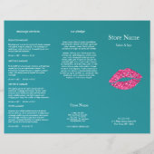 Teal Green Lips Beauty Salon Trifold Bruchure (Front)
