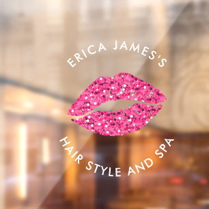 Teal Green Lips Beauty Salon Window Cling