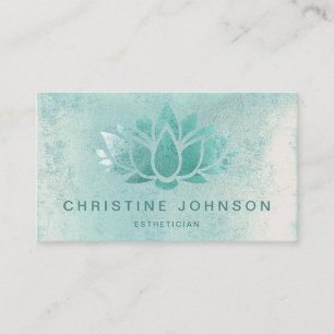 teal green lotus logo business card