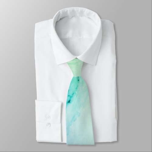 Teal Green Marble watercolor abstract pattern Tie