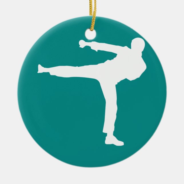 Teal Green Martial Arts Ceramic Ornament (Front)