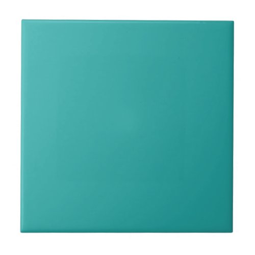 Teal Green Matches Fractal Pattern 2 Ceramic Tile