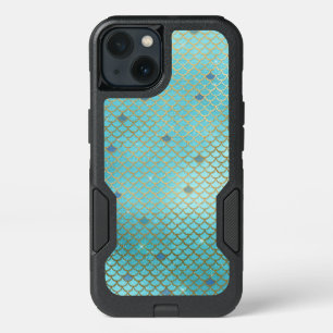 Teal Green Mermaid Scales Pattern iPhone 13 Case