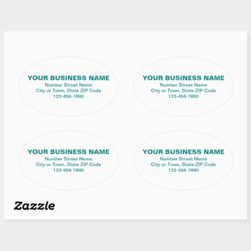 Teal Green Minimal Plain Texts of Brand on White Oval Sticker
