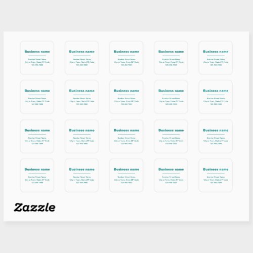 Teal Green Minimal Plain Texts of Brand on White Square Sticker