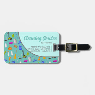 Teal Green MinimalHouse Cleaning Service Luggage Tag