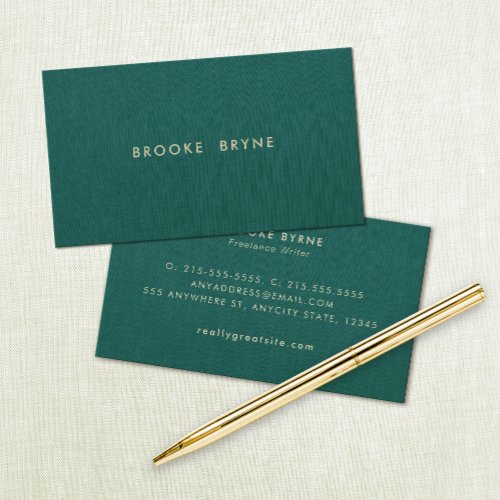 Teal Green Modern Minimalistic Professional Business Card