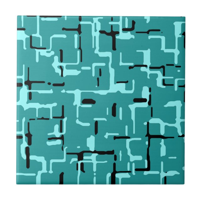 Teal Green Modern Pattern Ceramic Tile (Front)