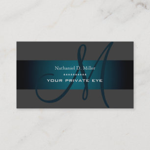 Teal Green Monogram/diy background color Business Card