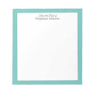 Teal Green Monogram From the Desk of Template Notepad