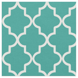 Teal Green Moroccan Quatrefoil Fabric