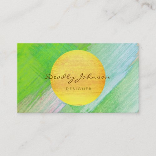 Teal Green Nature Abstract Modern Watercolor Paint Business Card