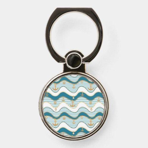 Teal Green Nautical Waves Phone Ring Stand