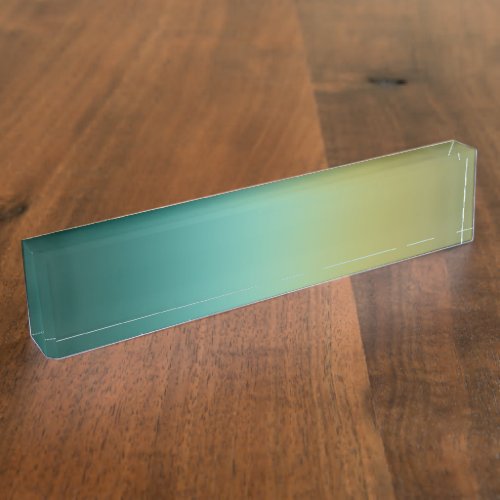 Teal Green Ombre Gradient Blur Abstract Design Desk Name Plate