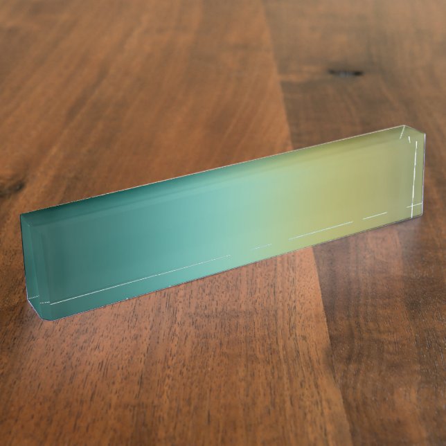 Teal Green Ombre Gradient Blur Abstract Design Desk Name Plate (Side)