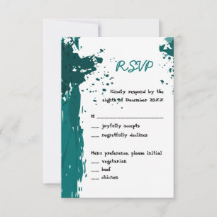Teal Green Paint Splatter - Invitation RSVP