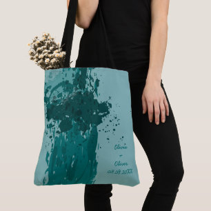 Teal Green Paint Splatter Party Gift Tote Bag