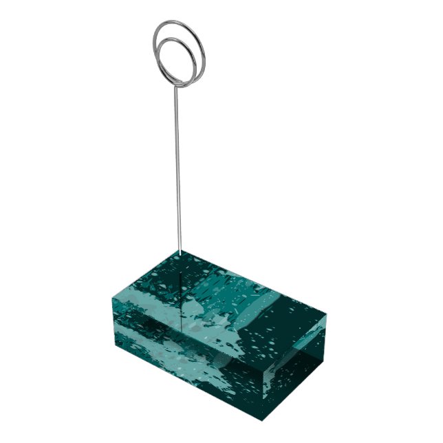 Teal Green Paint Splatter - Table Card Holder (Corner)