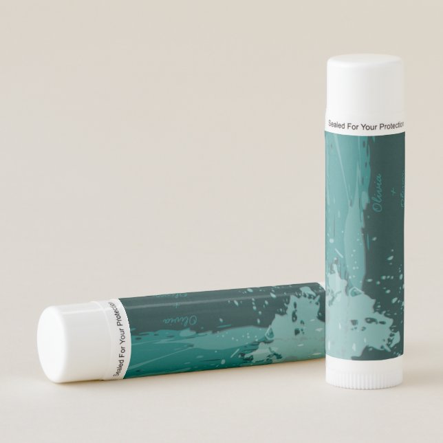 Teal Green Paint Splatter - Wedding Favor Lip Balm (Front)