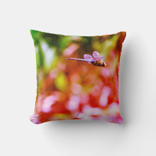 teal green pink yellow dragonfly, Rainbow pillow