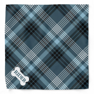 Teal Green Plaid Custom Name Dog Bandana