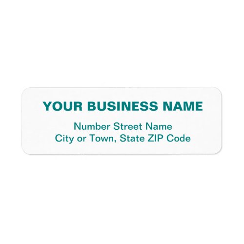 Teal Green Plain Texts Business Return Address Label