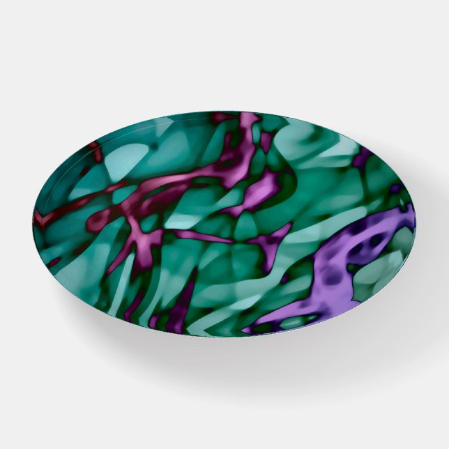 Teal Green Purple Magenta Red Abstract Art  Paperweight (Front)