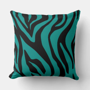 Teal/ Green Reversible Tiger Print Pillow