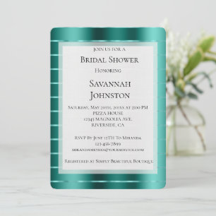 Teal Green Ribbon Bridal Shower Invitation