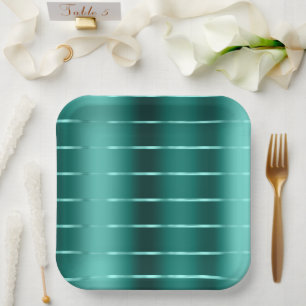 Teal Green Ribbon Bridal Shower Paper Plates