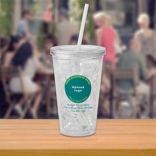 Teal Green Round Business Brand on Acrylic Tumbler