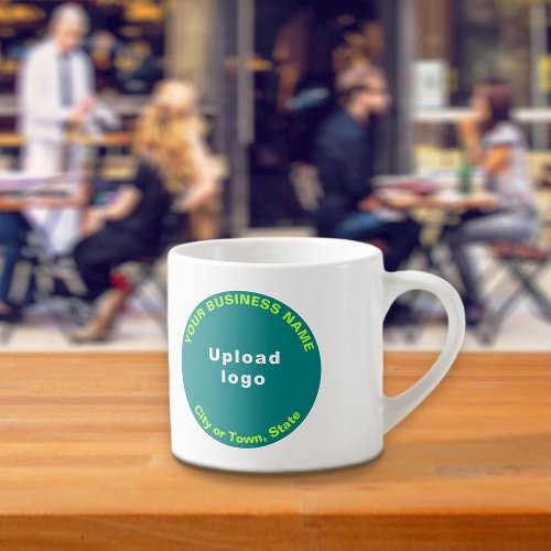 Teal Green Round Business Brand on Espresso Mug