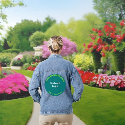 Teal Green Round Business Brand on Womens Denim Jacket