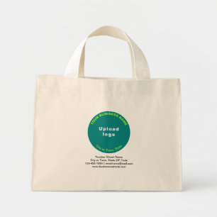 Teal Green Round Shape Business Brand on Mini Tote Bag
