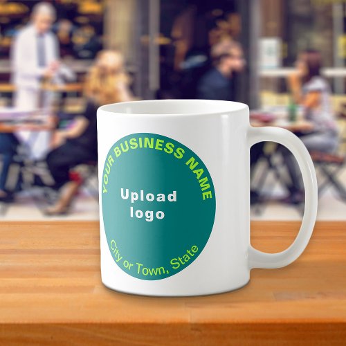 Teal Green Round Shape Business Brand on Mug