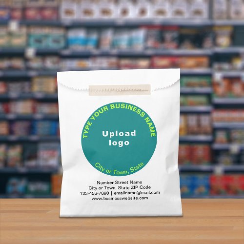 Teal Green Round Shape Business Brand on Paper Bag